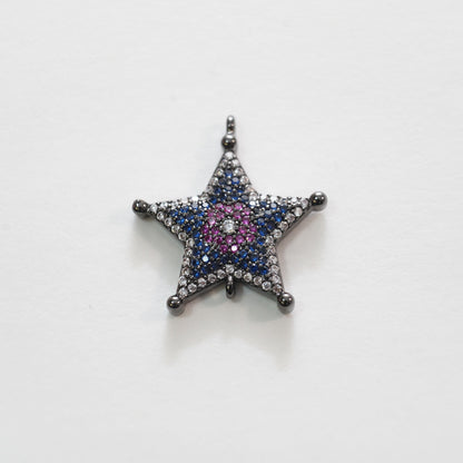 Gold Star Connector Charms,18K Gold Filled CZ Micro Pave Star Pendant,Star Charm Bracelet Necklace for DIY Jewelry Making Sup
