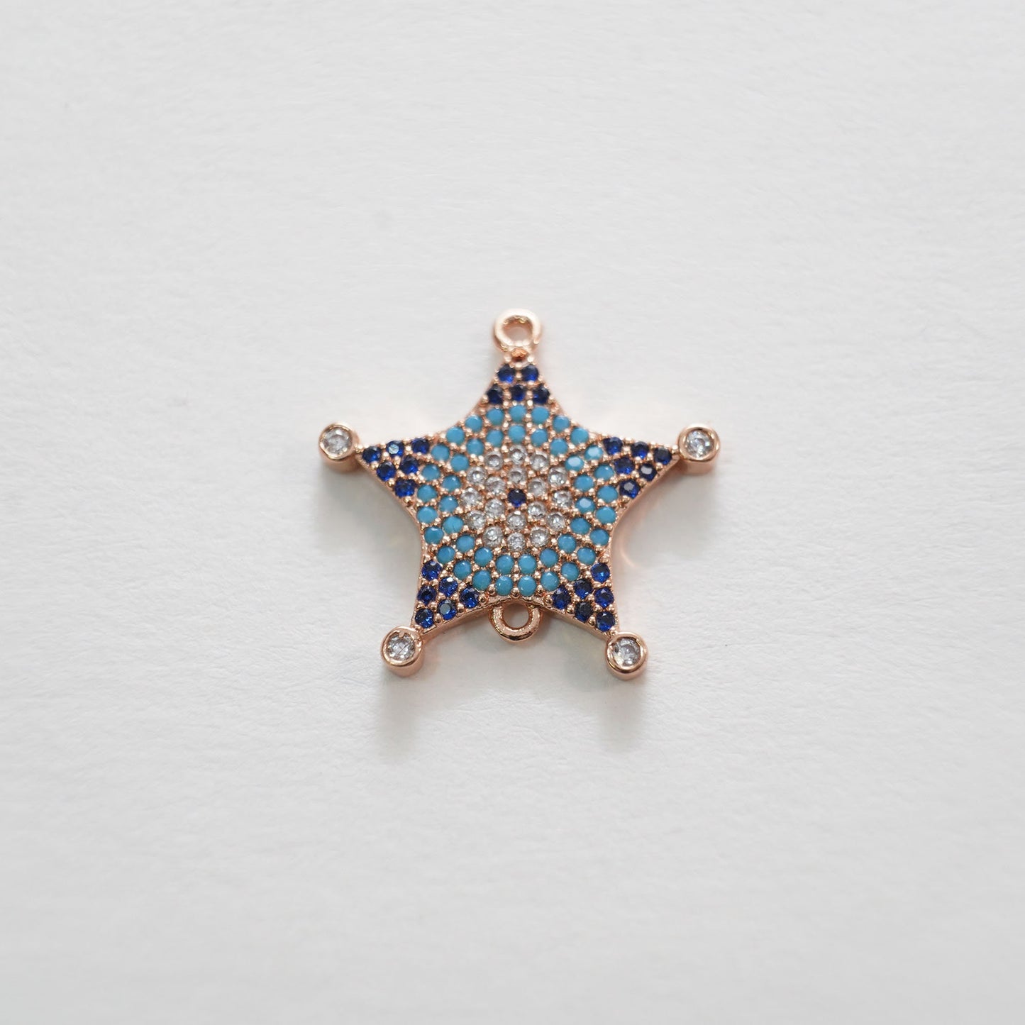 Gold Star Connector Charms,18K Gold Filled CZ Micro Pave Star Pendant,Star Charm Bracelet Necklace for DIY Jewelry Making Supply
