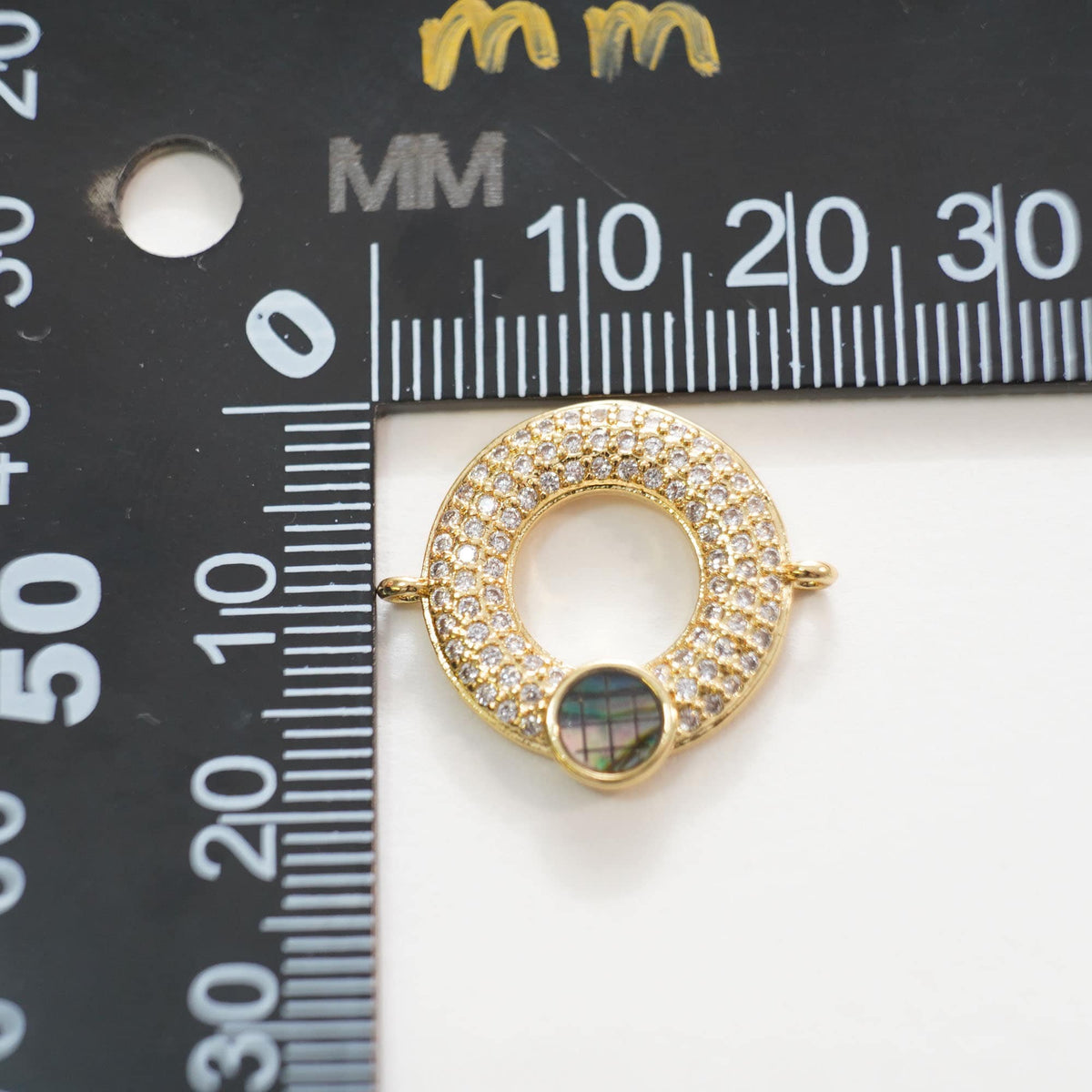 Gold Round Connector Charms,18K Gold Filled CZ Round Pendant,Round Charm Bracelet Necklace for DIY Jewelry Making Supply