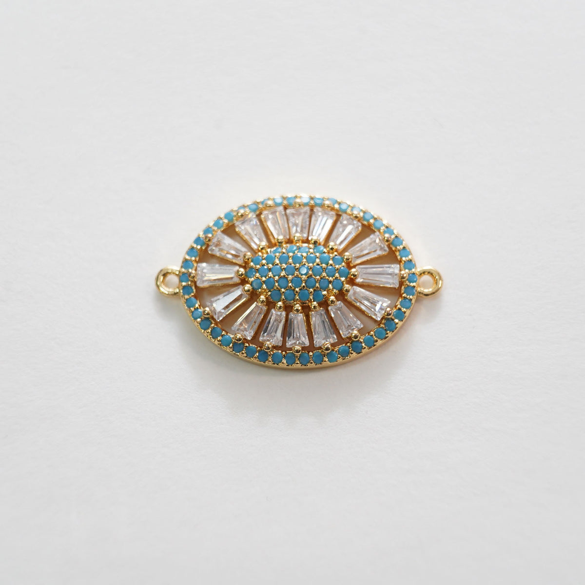 18K Gold Filled Cubic Zirconia Oval Connector for Jewelry Making