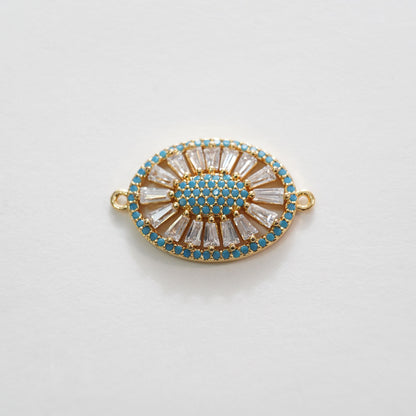 18K Gold Filled Cubic Zirconia Oval Connector for Jewelry Making