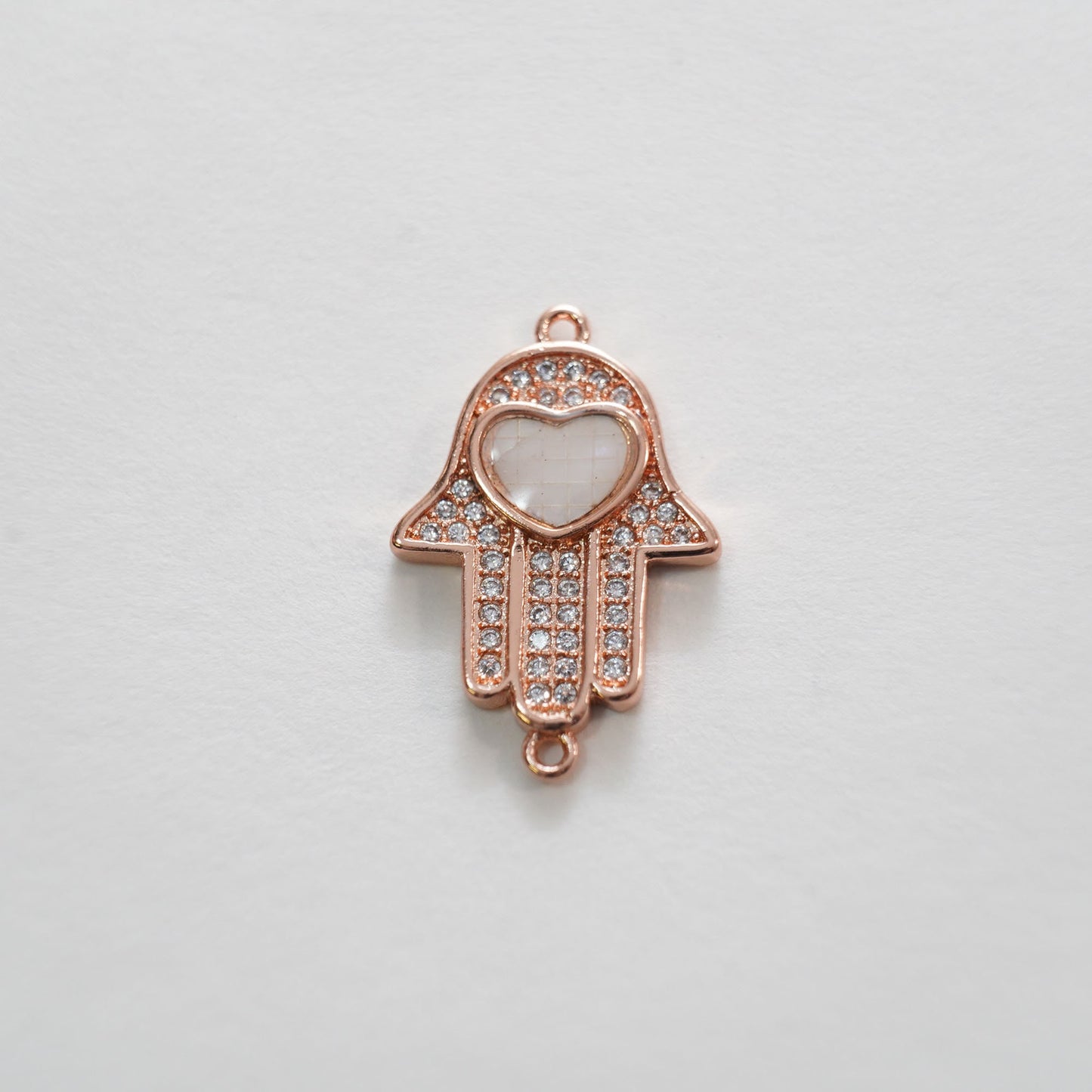 18K Gold Filled Hamsa Hand Connector Pendant,Cubic Zirconia Hand Evil Eye Charm Necklace for DIY Jewelry Making Supply