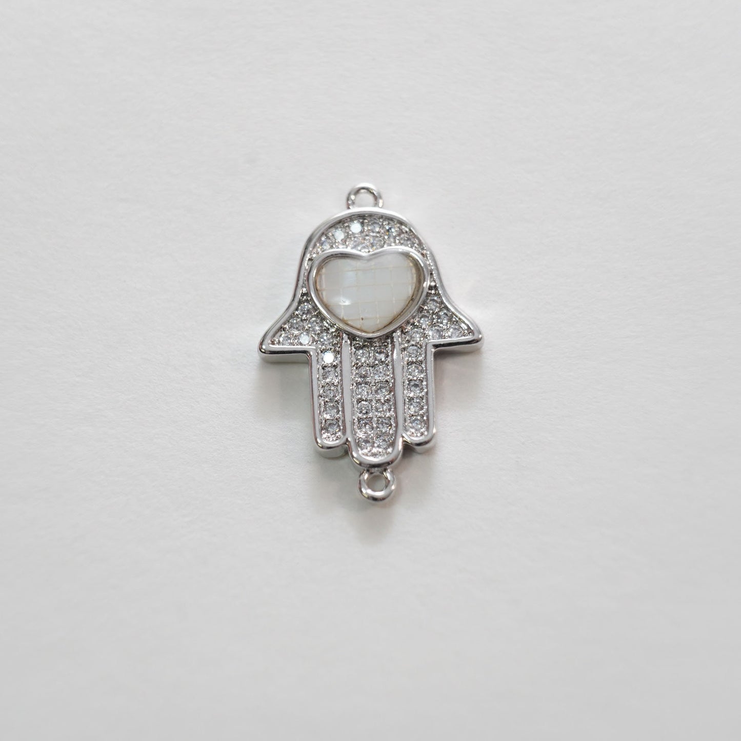 18K Gold Filled Hamsa Hand Connector Pendant,Cubic Zirconia Hand Evil Eye Charm Necklace for DIY Jewelry Making Supply