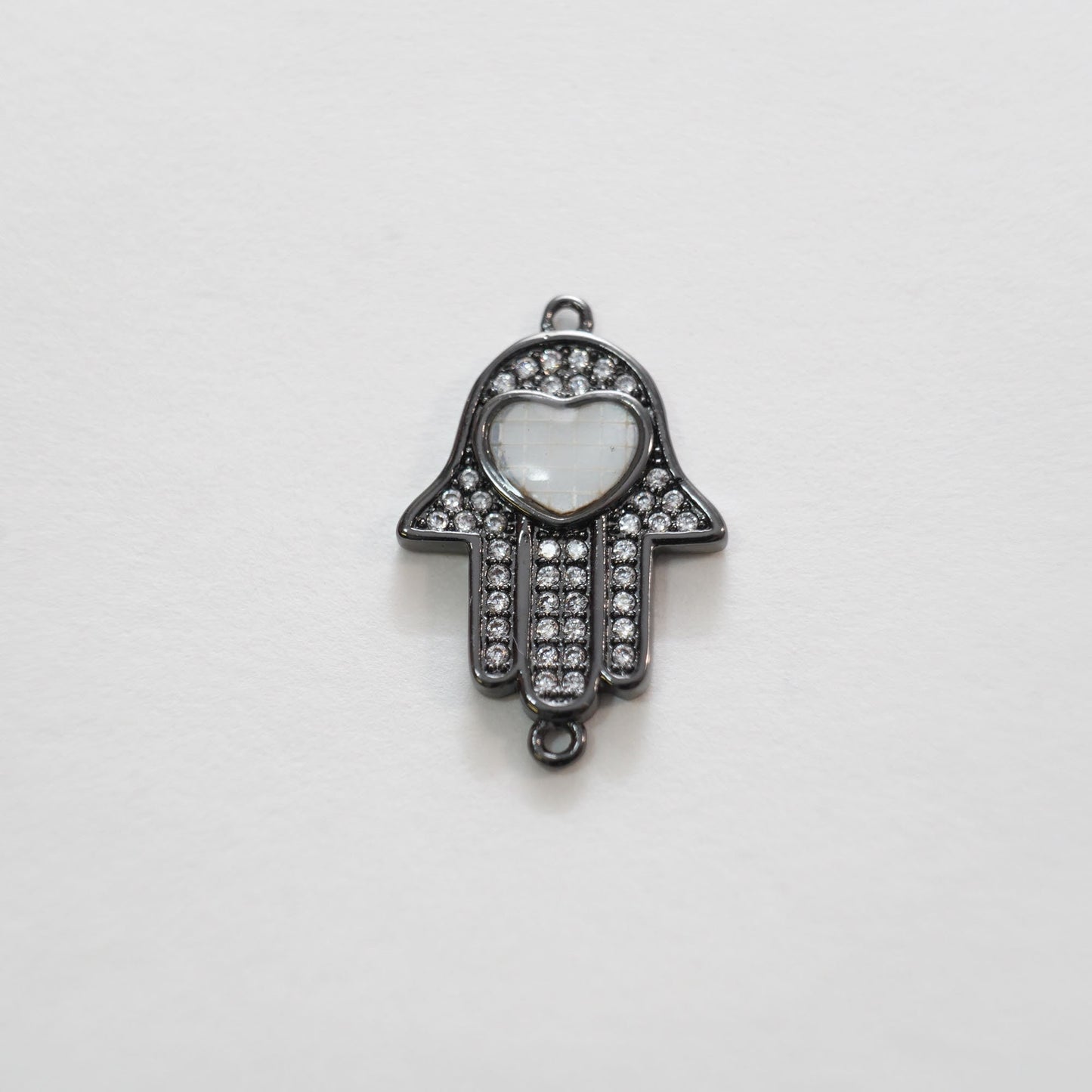 18K Gold Filled Hamsa Hand Connector Pendant,Cubic Zirconia Hand Evil Eye Charm Necklace for DIY Jewelry Making Supply
