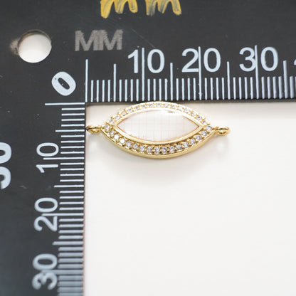Gold Oval Connector Charms,18K Gold Filled CZ Oval Pendant,Oval Charm Bracelet Necklace for DIY Jewelry Making Supply