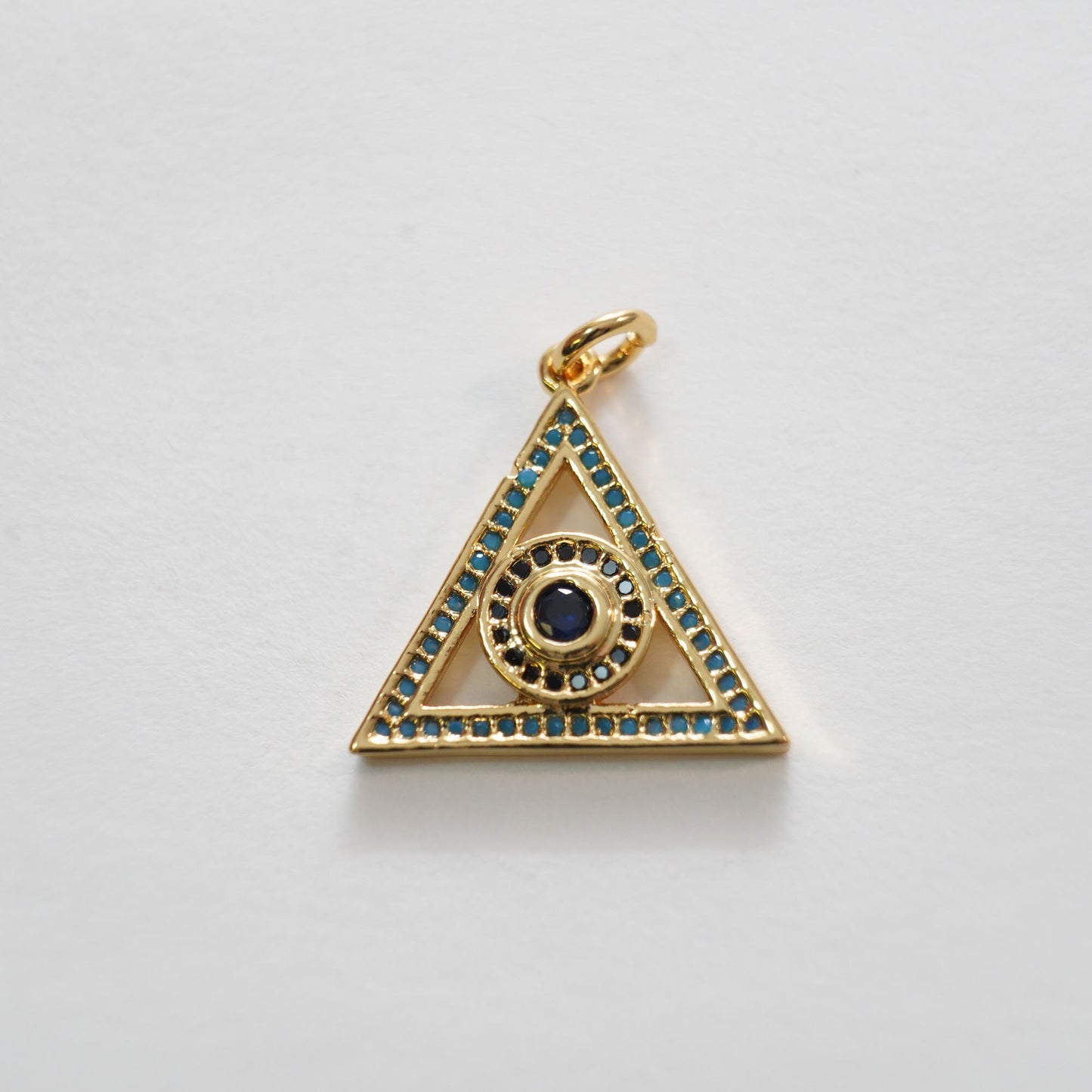 Gold Triangle Evil Eye Charms,18K Gold Filled Evil Eye Pendant,CZ Micro Pave Evil Eye Charm Bracelet Necklace for DIY Jewelry Making Supply