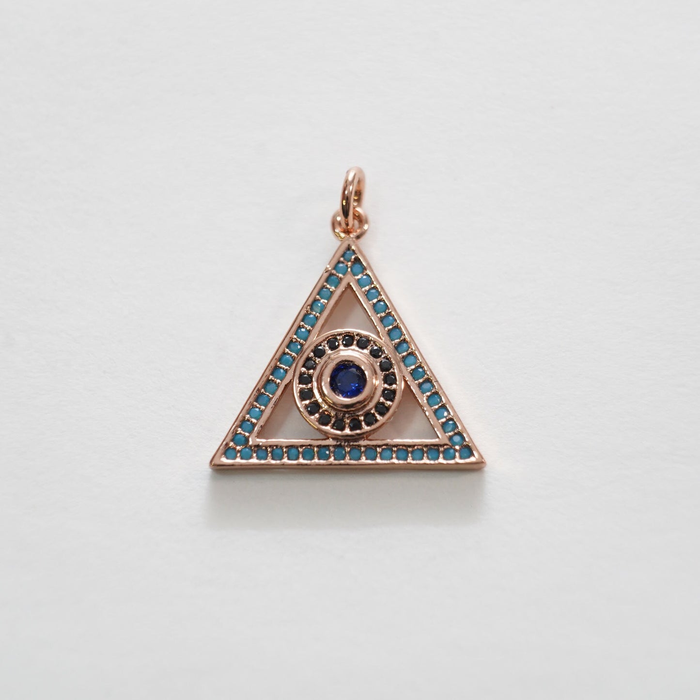 Gold Triangle Evil Eye Charms,18K Gold Filled Evil Eye Pendant,CZ Micro Pave Evil Eye Charm Bracelet Necklace for DIY Jewelry Making Supply