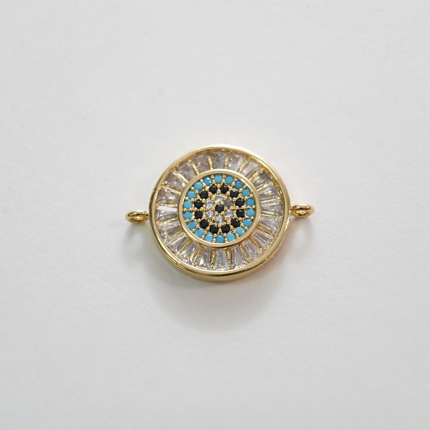 18K Gold Filled Evil Eye Connector Pendant,Evil Eye Charm Bracelet Necklace for DIY Jewelry Making Supply