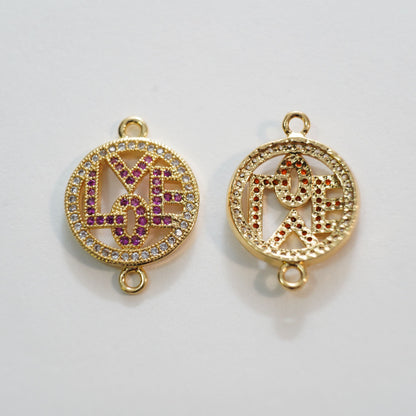 Gold Heart Connector Charms,18K Gold Filled Heart Pendant,Love Charm Bracelet Necklace for DIY Jewelry Making Supply