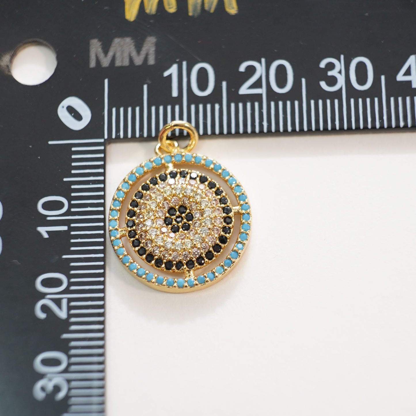 Gold Round Charms,18K Gold Filled Round Pendant,CZ Micro Pave Round Charm Bracelet Necklace for DIY Jewelry Making Supply