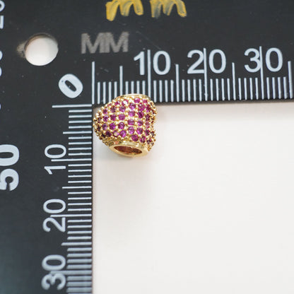 Gold Heart Beads Charms,18K Gold Filled Heart Purple spacer beads Bracelet Necklace for DIY Jewelry Making Supply