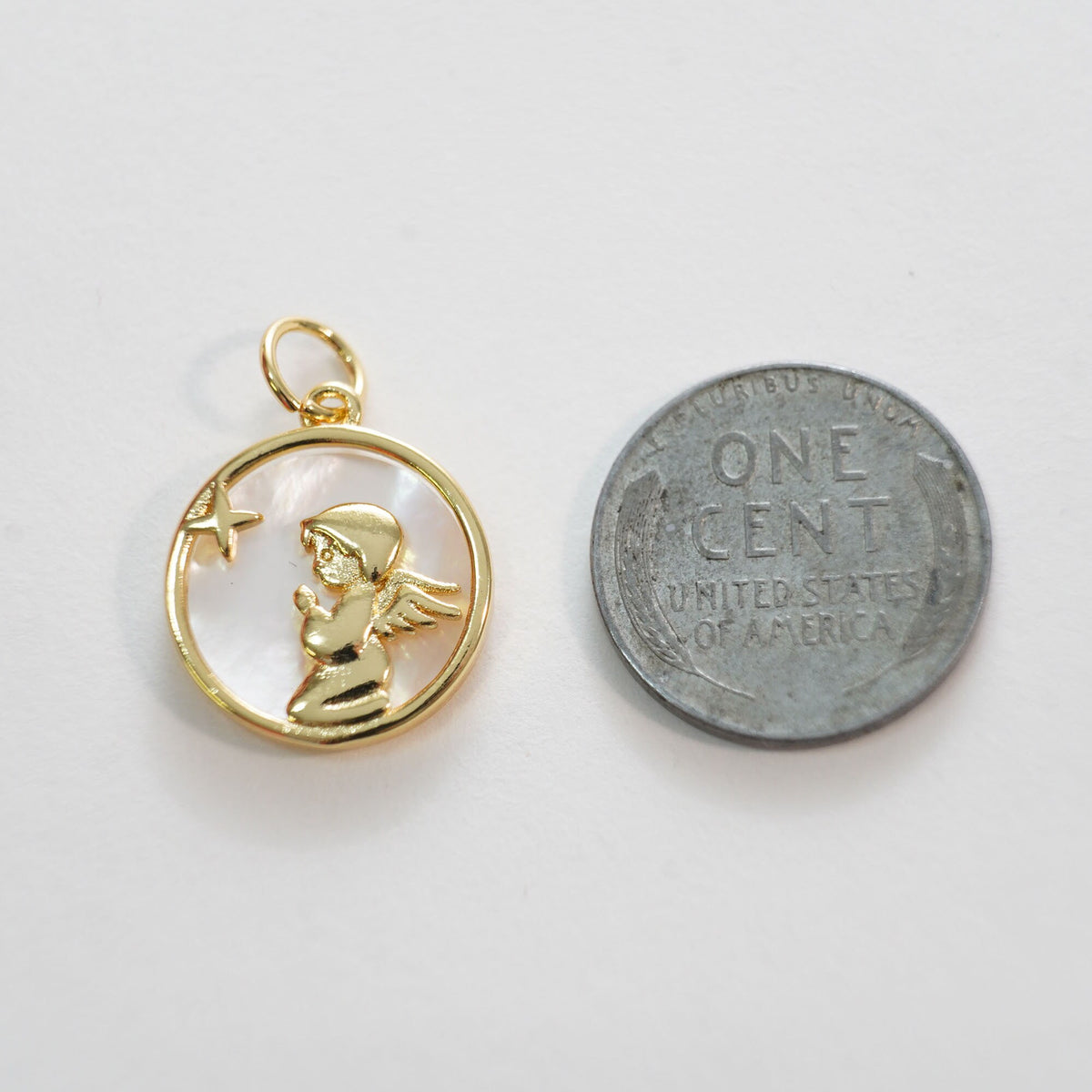 18K Gold Filled Angel CZ Charm Pendant for Jewelry Making
