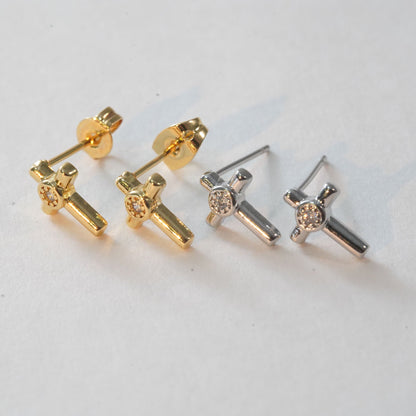 18K Gold Filled Cross Hoop Earrings for Jewelry Making