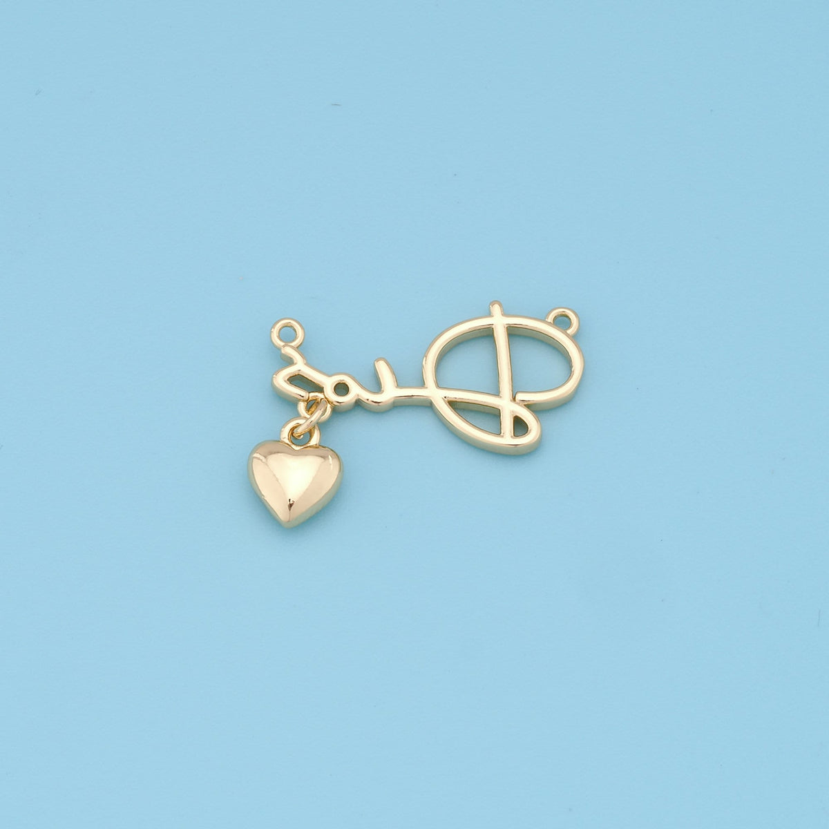 Gold Heart Charms,18K Gold Filled Heart Pendant,Heart Charm Bracelet Necklace for DIY Jewelry Making Supply