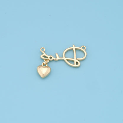 Gold Heart Charms,18K Gold Filled Heart Pendant,Heart Charm Bracelet Necklace for DIY Jewelry Making Supply
