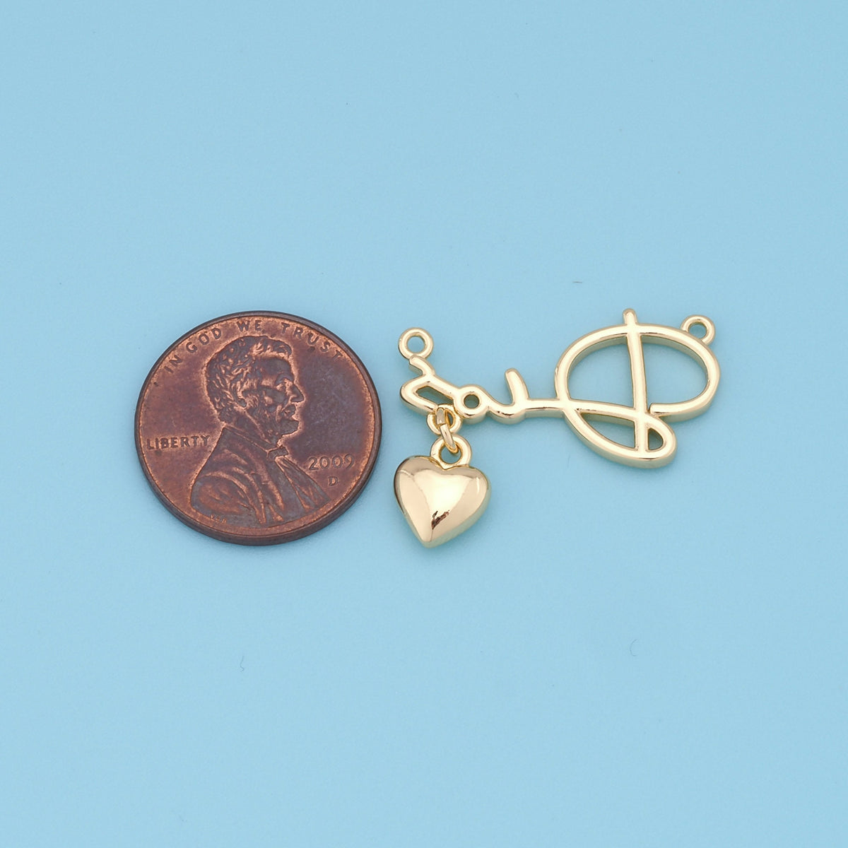 Gold Heart Charms,18K Gold Filled Heart Pendant,Heart Charm Bracelet Necklace for DIY Jewelry Making Supply