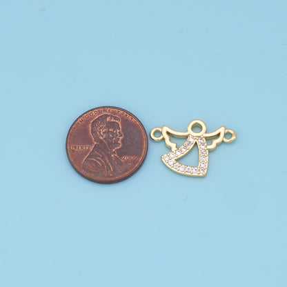 Gold Angel Charms,18K Gold Filled CZ Angel Pendant,Angel Charm Bracelet Necklace for DIY Jewelry Making Supply