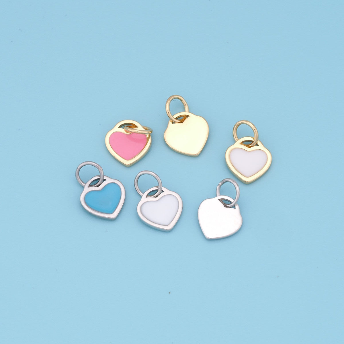 Gold Heart Charms,18K Gold Filled Heart Pendant,Tiny Heart Charm Bracelet Necklace for DIY Jewelry Making Supply