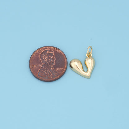 Gold Heart Charms,18K Gold Filled Heart Pendant,Tiny Heart Charm Bracelet Necklace for DIY Jewelry Making Supply