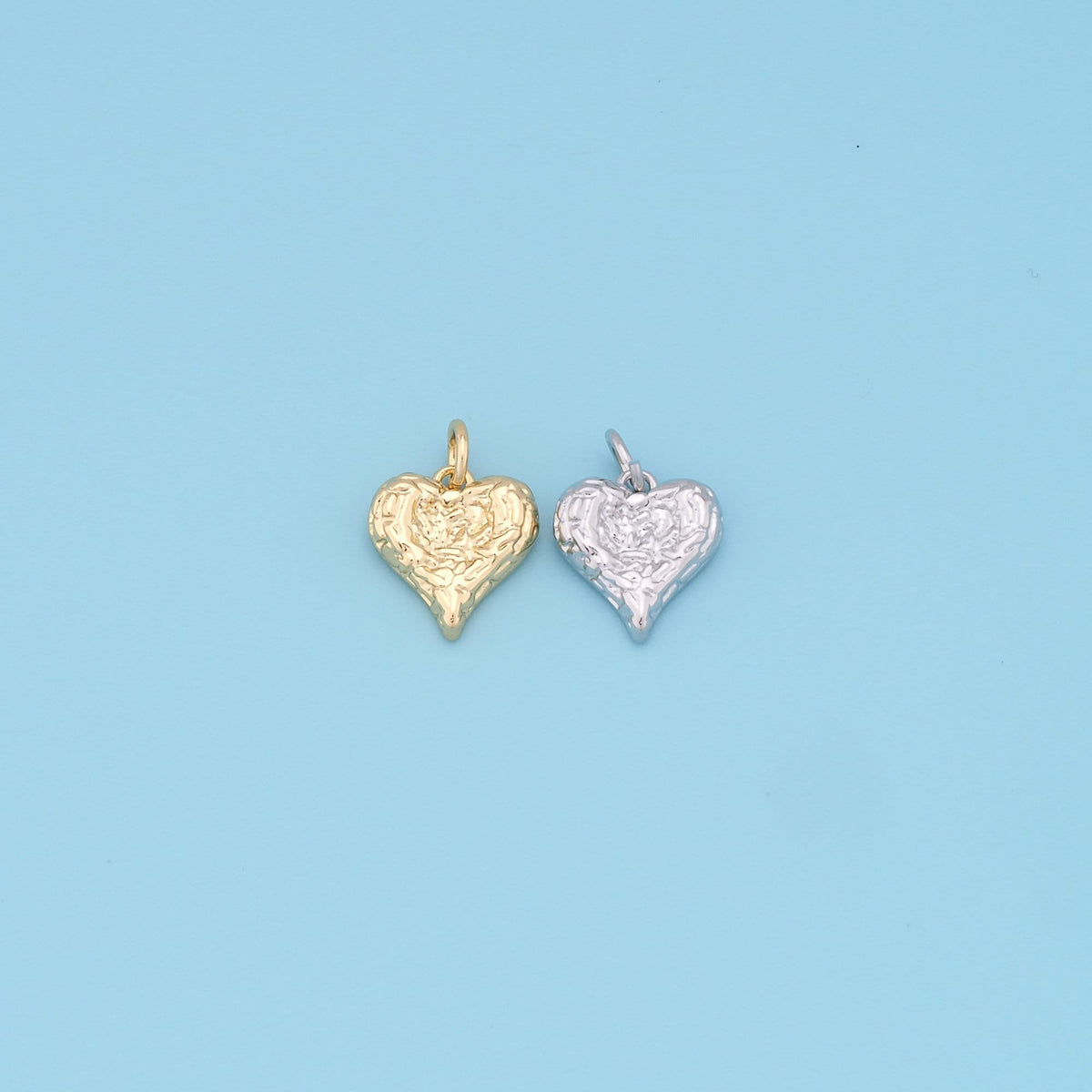 Gold Heart Charms,18K Gold Filled Heart Pendant,Tiny Heart Charm Bracelet Necklace for DIY Jewelry Making Supply