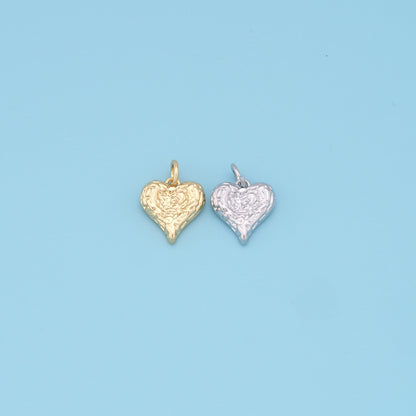 Gold Heart Charms,18K Gold Filled Heart Pendant,Tiny Heart Charm Bracelet Necklace for DIY Jewelry Making Supply