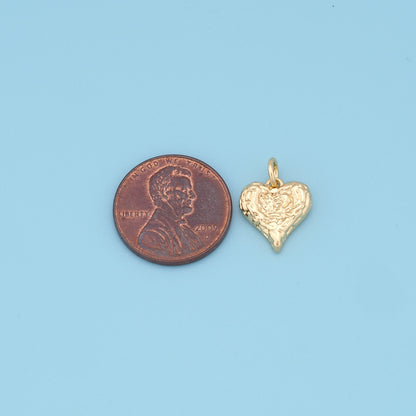 Gold Heart Charms,18K Gold Filled Heart Pendant,Tiny Heart Charm Bracelet Necklace for DIY Jewelry Making Supply