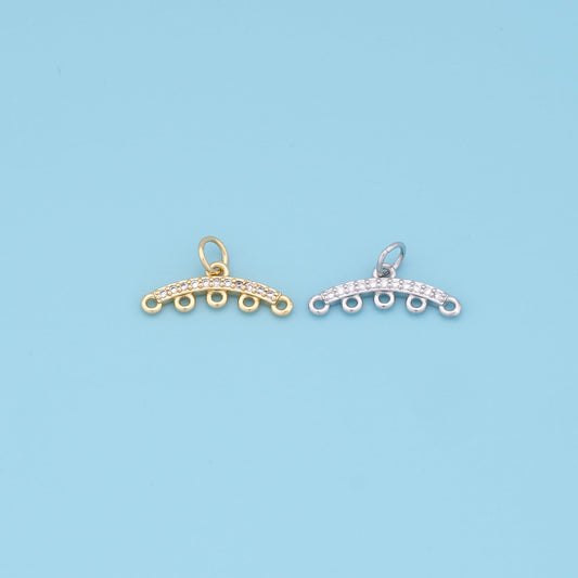Gold Round strip Connector Charms,18K Gold Filled necklace connector Pendant,RCharm Bracelet Necklace for DIY Jewelry Making Supply