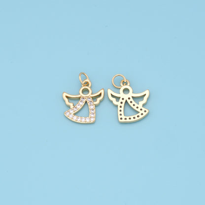 Gold Angel Charms,18K Gold Filled CZ Angel Pendant,Angel Charm Bracelet Necklace for DIY Jewelry Making Supply