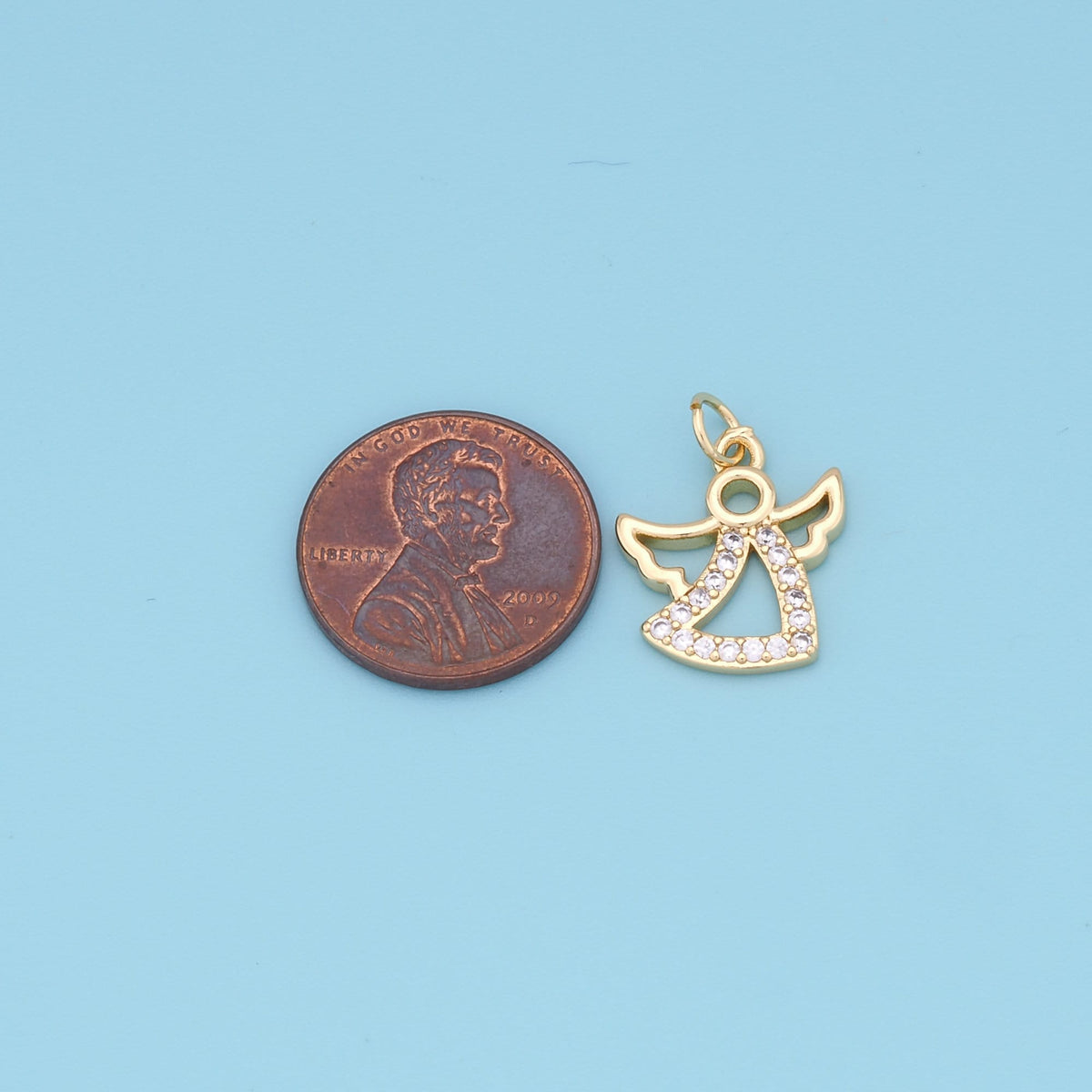 Gold Angel Charms,18K Gold Filled CZ Angel Pendant,Angel Charm Bracelet Necklace for DIY Jewelry Making Supply