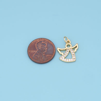 Gold Angel Charms,18K Gold Filled CZ Angel Pendant,Angel Charm Bracelet Necklace for DIY Jewelry Making Supply