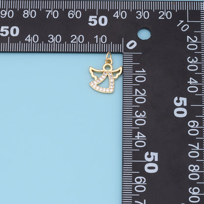Gold Angel Charms,18K Gold Filled CZ Angel Pendant,Angel Charm Bracelet Necklace for DIY Jewelry Making Supply