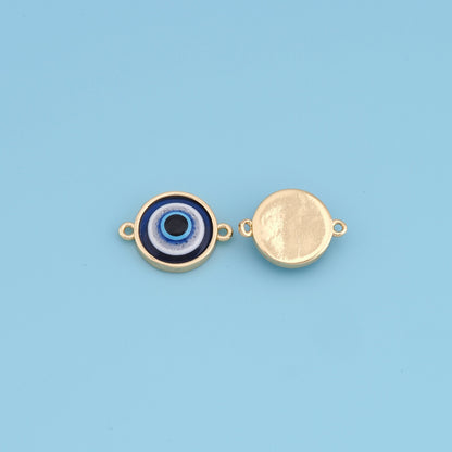 Gold Evil Eye Charms,18K Gold Filled Blue Evil Eye Connector Pendant Charm Bracelet Necklace for DIY Jewelry Making Supply