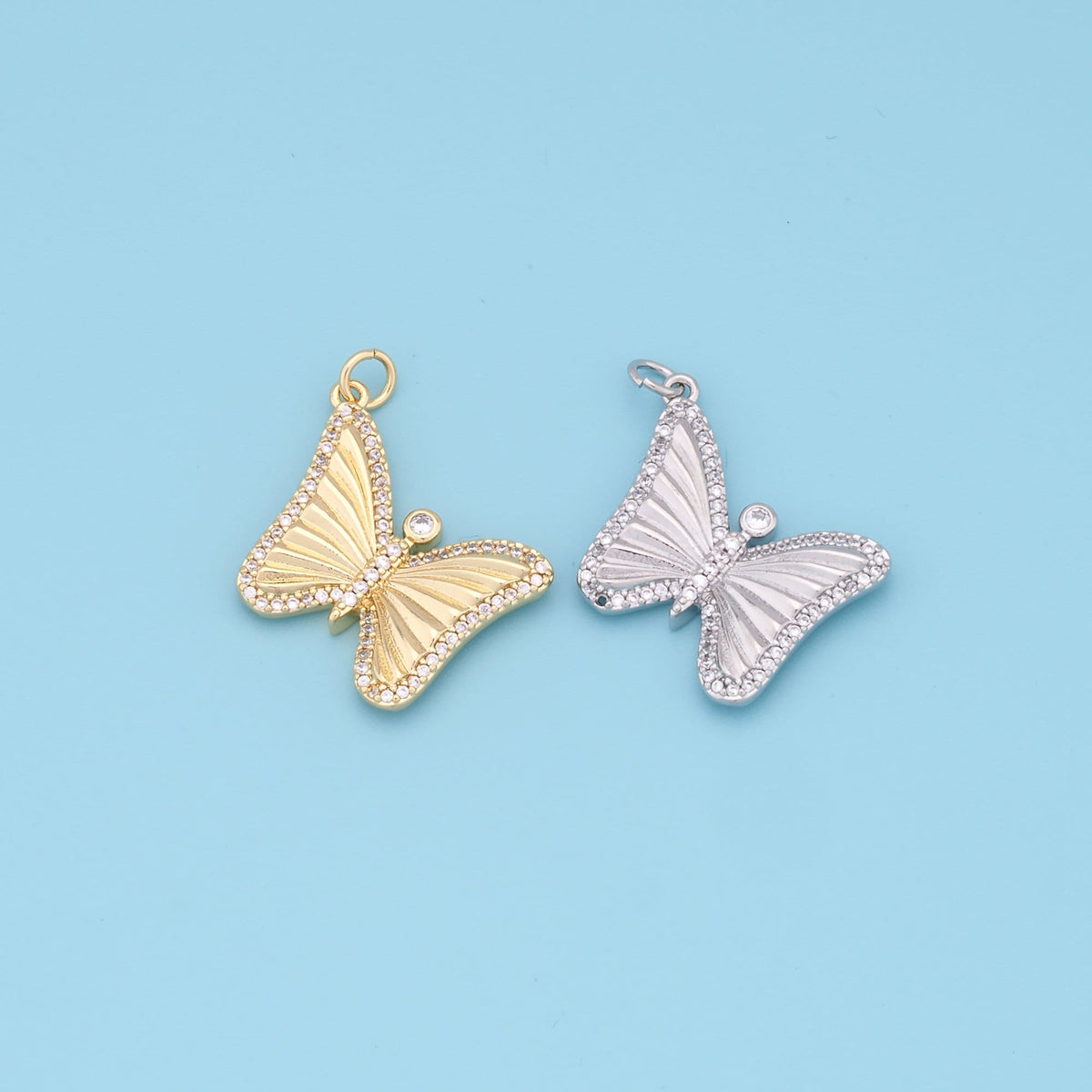 Gold Butterfly Charms,18K Gold Filled Butterfly Pendant,insect Charm Bracelet Necklace for DIY Jewelry Making Supply
