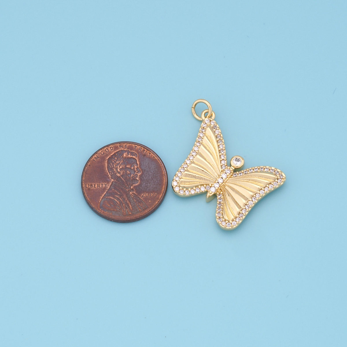 Gold Butterfly Charms,18K Gold Filled Butterfly Pendant,insect Charm Bracelet Necklace for DIY Jewelry Making Supply