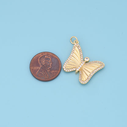 Gold Butterfly Charms,18K Gold Filled Butterfly Pendant,insect Charm Bracelet Necklace for DIY Jewelry Making Supply
