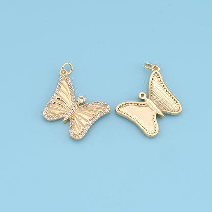 Gold Butterfly Charms,18K Gold Filled Butterfly Pendant,insect Charm Bracelet Necklace for DIY Jewelry Making Supply