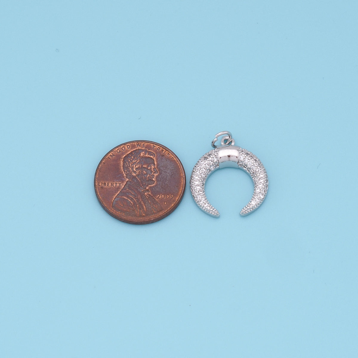 Gold Horse Shoe Charms,18K Gold Filled Crescent Pendant,CZ Micro Pave Horns Charm Bracelet Necklace for DIY Jewelry Making Su
