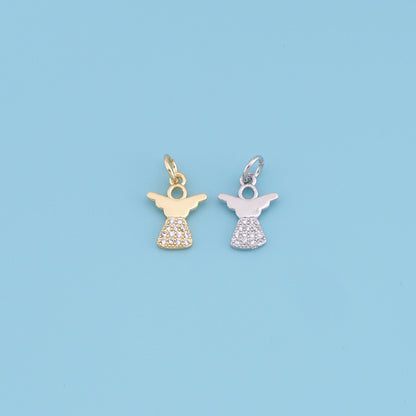 Gold Angel Charms,18K Gold Filled CZ Angel Pendant,Angel Charm Bracelet Necklace for DIY Jewelry Making Supply