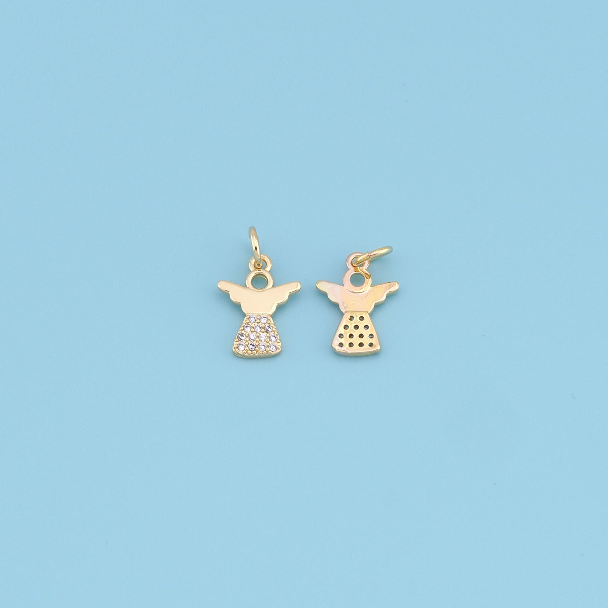 Gold Angel Charms,18K Gold Filled CZ Angel Pendant,Angel Charm Bracelet Necklace for DIY Jewelry Making Supply