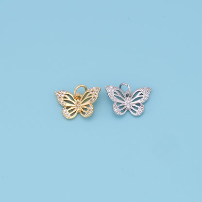Gold Butterfly Charms,18K Gold Filled tiny Butterfly Pendant,insect Charm Bracelet Necklace for DIY Jewelry Making Supply