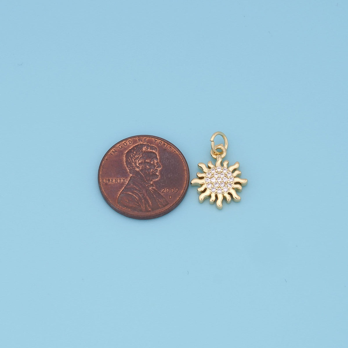 Gold Sun Charms,18K Gold Filled Round Pendant,Celestial Charm Bracelet Necklace for DIY Jewelry Making Supply