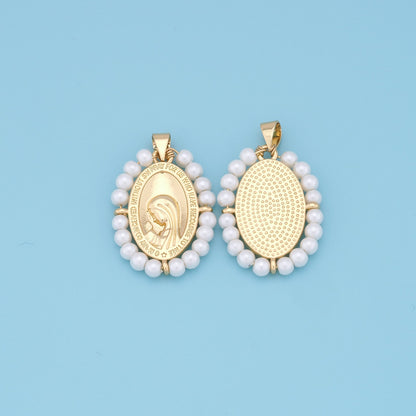 Gold Pray virgin mary Charms,18K Gold Filled pray Our Lady Pendant Bracelet Necklace for DIY Jewelry Making Supply