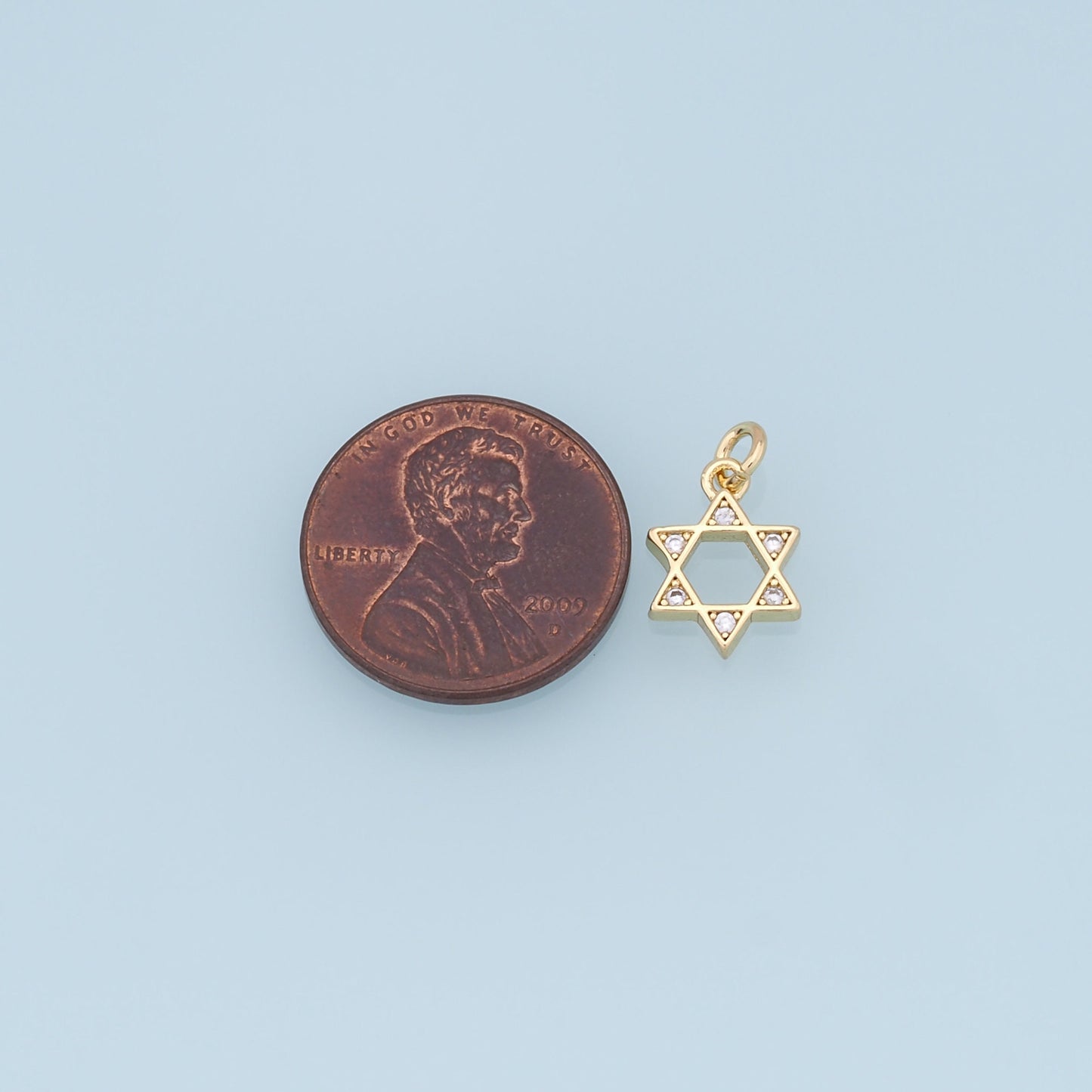 Gold David Star Charms,18K Gold Filled CZ Micro Pave Star Pendant,Silver Star Charm Bracelet Necklace for DIY Jewelry Making Supply