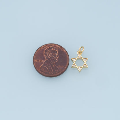 Gold David Star Charms,18K Gold Filled CZ Micro Pave Star Pendant,Silver Star Charm Bracelet Necklace for DIY Jewelry Making Supply