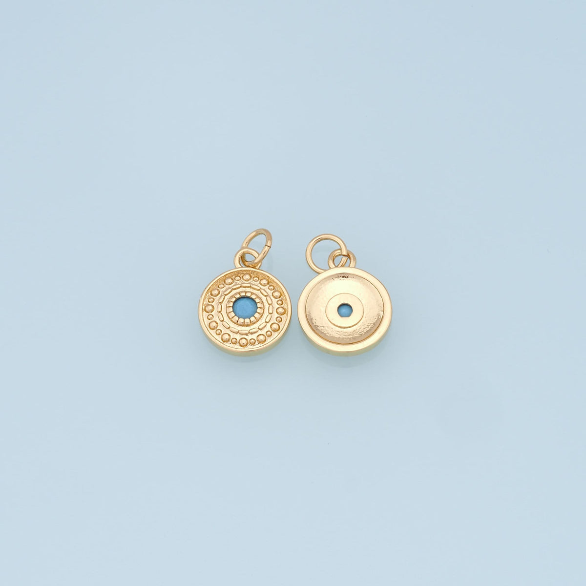 18K Gold Filled Evil Eye Pendant,Round Evil Eye Charm Bracelet Necklace for DIY Jewelry Making Supply