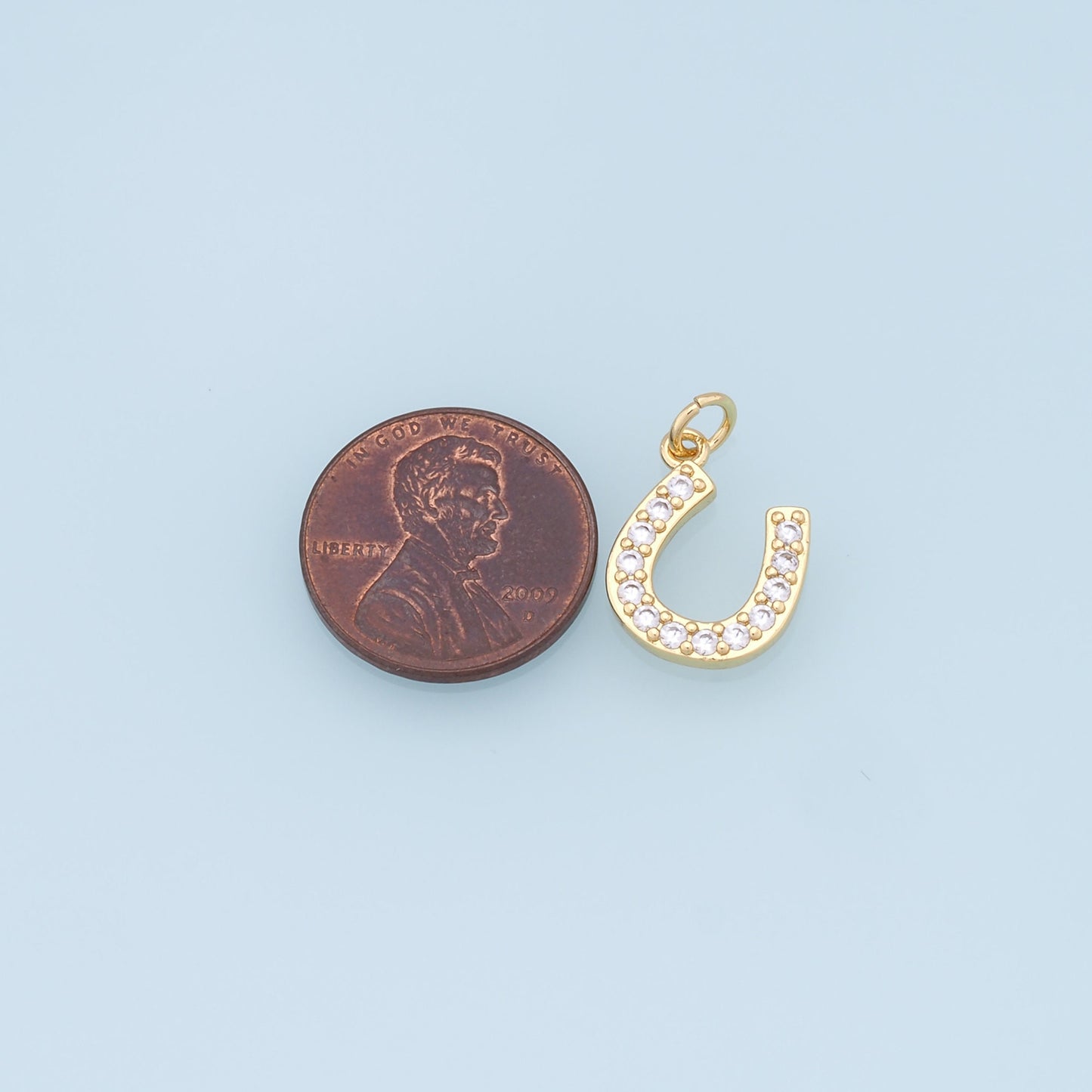 Gold horseshoe Charms,18K Gold Filled CZ horseshoe Pendant,horseshoe Charm Bracelet Necklace for DIY Jewelry Making Supply