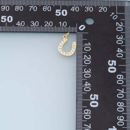 Gold horseshoe Charms,18K Gold Filled CZ horseshoe Pendant,horseshoe Charm Bracelet Necklace for DIY Jewelry Making Supply