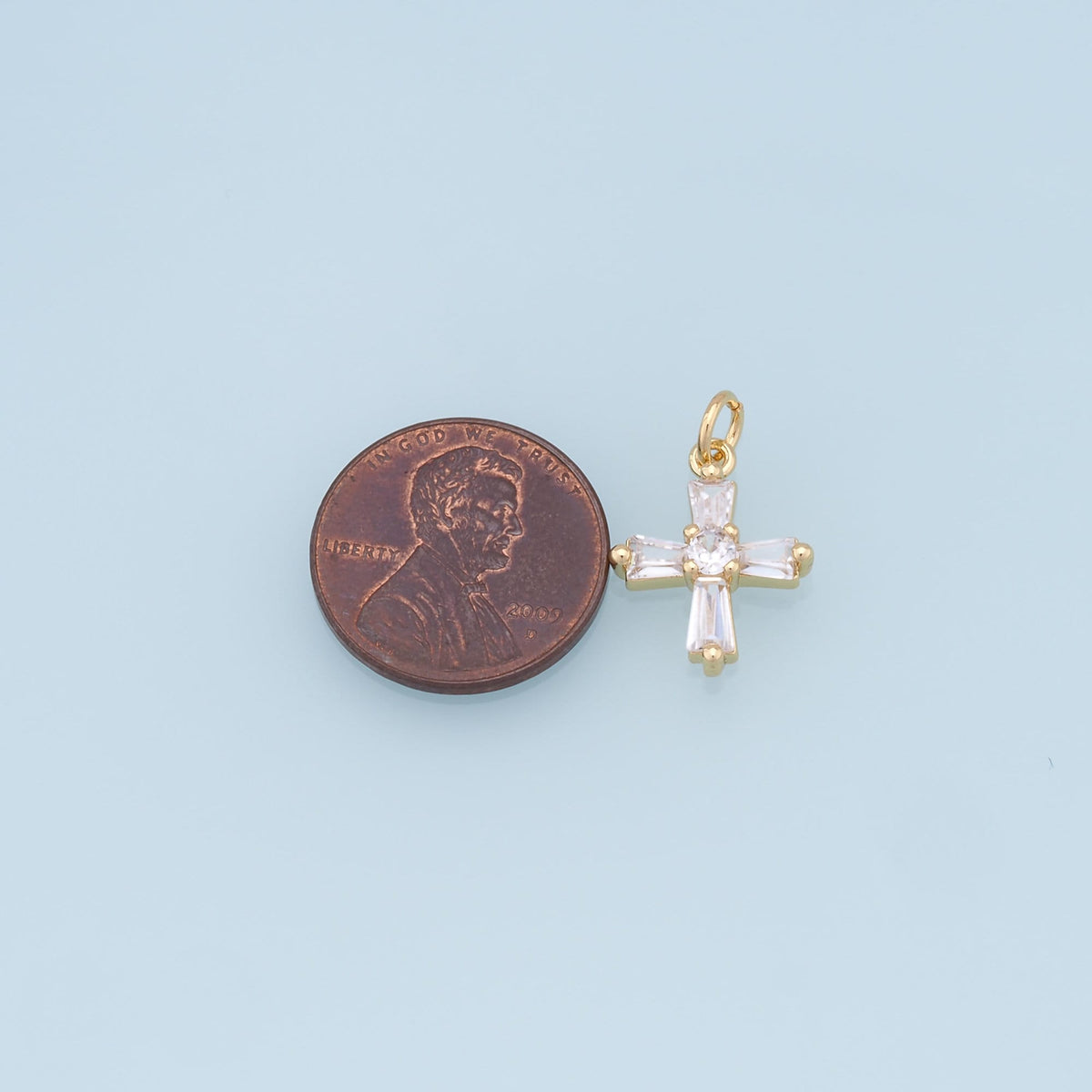Gold Cross Charms,18K Gold Filled Cross Pendant,CZ Micro Pave Protect Religious Charm Bracelet Necklace for DIY Jewelry Makin