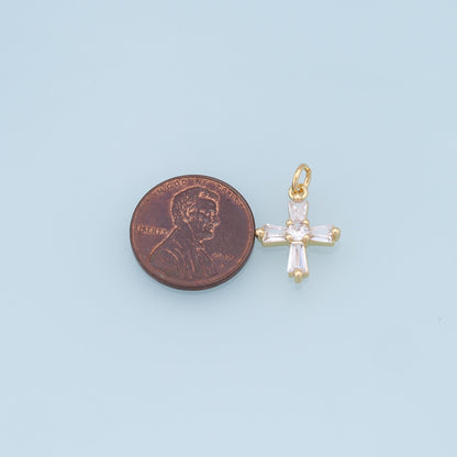 Gold Cross Charms,18K Gold Filled Cross Pendant,CZ Micro Pave Protect Religious Charm Bracelet Necklace for DIY Jewelry Makin