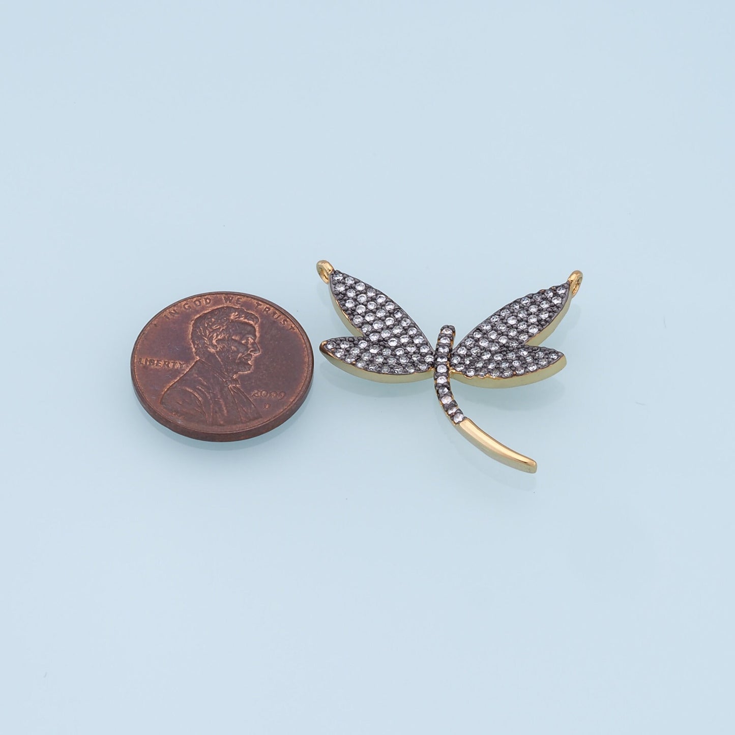 Gold Dragonfly Charms,18K Gold Filled Dragonfly Pendant,CZ Dragonfly Charm Bracelet Necklace for DIY Jewelry Making Supply